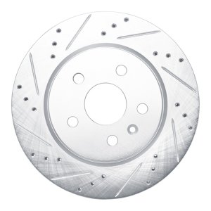 Buick Allure Brake Rotor (1) - Rear Left - R1 Concepts - Drilled & Slotted - Silver - `10-`25